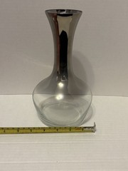 Vintage Silver Fade Decanter, 6 Wine Glass Goblets And Tray Set Barware 50s 60s