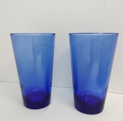Vintage Flare Cobalt Blue MCM Tumbler Glasses 6″ Tall , Lot of 2