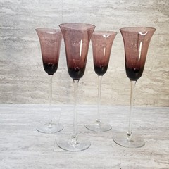 Delicate Plum Fluted Hand Blown Champagne Glasses