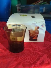 4 ANCHOR HOCKING Smoke LINDEN MOCHA Brown Flared Low Ball Rocks Vintage