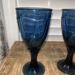 VTG NORITAKE Sweet Swirl Midnight Blue Wine Glasses, 8 Ounces, Set Of 2.