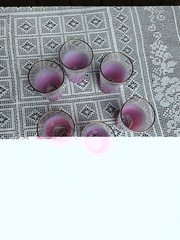 VTG Lot Of 6 BLENDO Ombre Pink Gold Rim Glasses MCM 4inches Tall