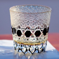 Vintage Hand Cut 11oz Black Crystal Whiskey Glasses Tumbler Edo Kiriko Tableware