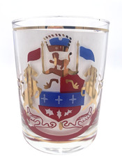 Rare VTG Neiman Marcus Double Old-Fashioned Glasses W/ Rearing Gold Horses Crest