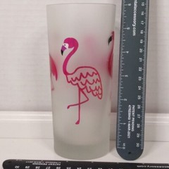 Culver Pink Flamingo Frosted Satin Highball Glass SHOWS WEAR