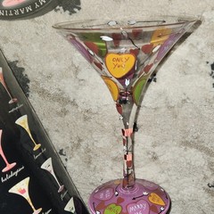 Lolita Hand Painted Martini Glass The Martini Collection Hearts & Love 10 oz