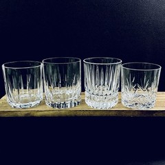 Vtg Crystal Double Old Fashioned Glasses Mismatched Heavy Set Of 4 Mixed