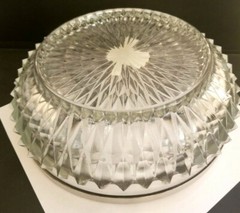 Vtg Chip Dip Dish Set Fancy Hobnail Crystal Glass Pattern 2Pc 3 Utensils England