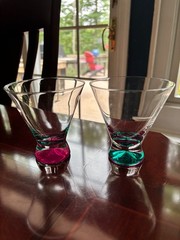 VINTAGE SET OF SIX DANSK SPECTRA MULTI-COLORED FOOTED COCKTAIL GLASSES 3-3/4″
