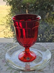 Vintage Viking Arlington Ruby Red Iced Tea Goblet Glass 6 3/8 Inches H × 3 3/4 W
