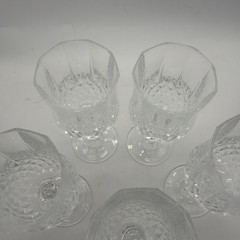 Set of 7 Vintage Cristal D’Arques-Durand Longchamp Crystal Wine Glasses 6.5” H