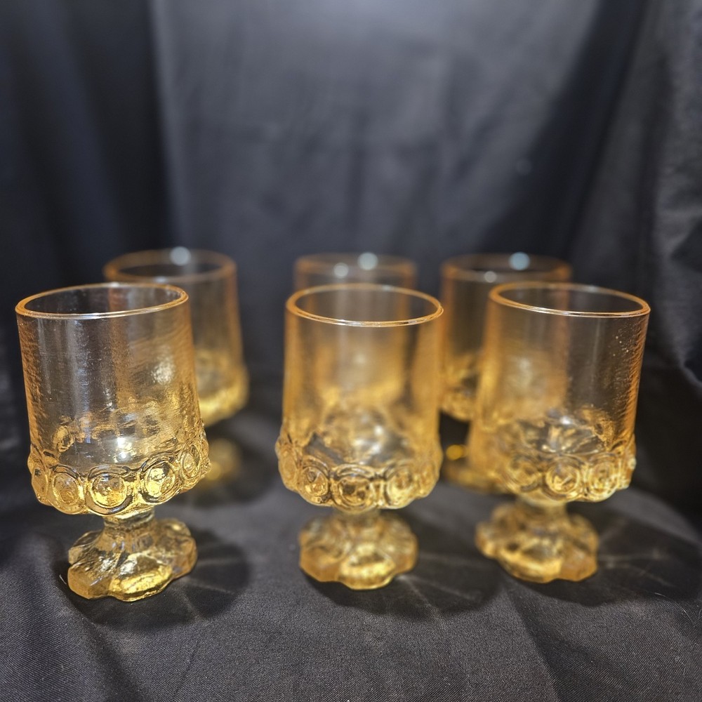 Vintage 6 Tiffin Franciscan Medeira Yellow Goblets