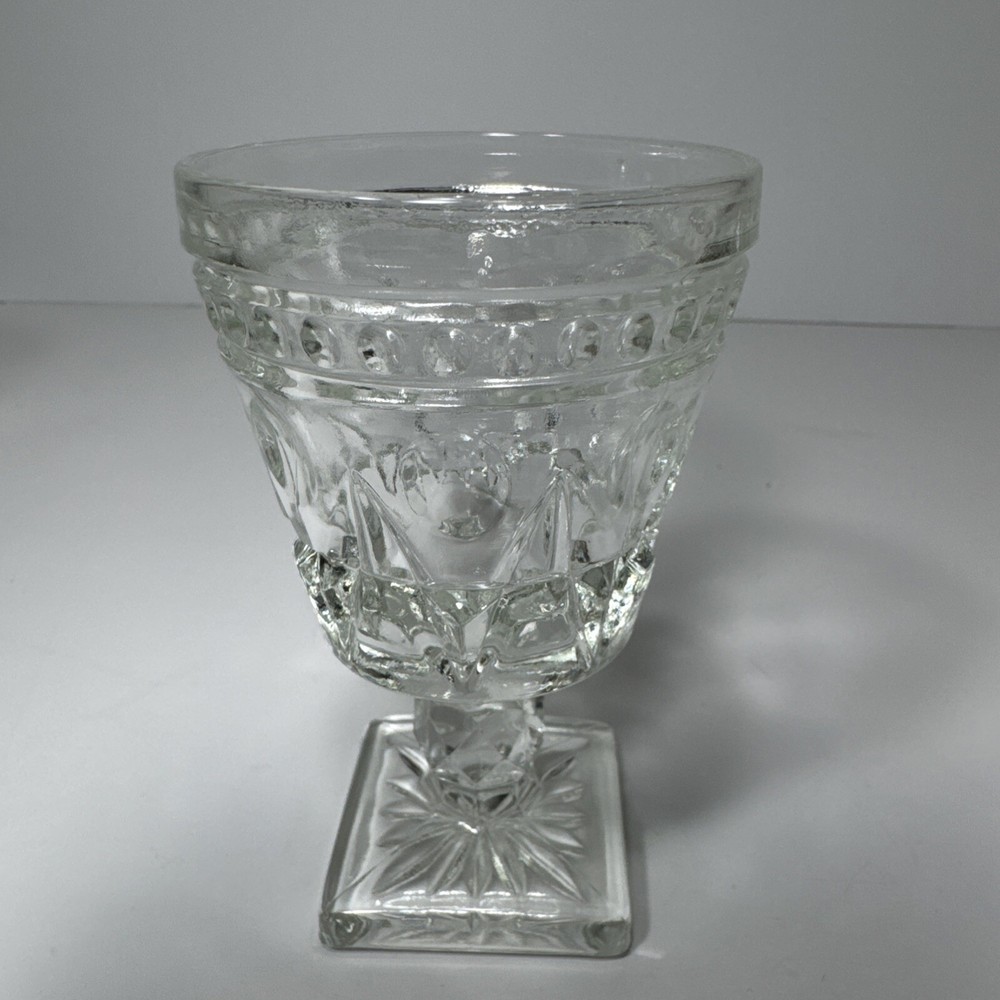 Indiana Glass Colony Park Lane Clear Pedestal Water Glass circa 40s, 4.5” NICE