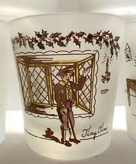 8 Vintage Federal Glass Frosted Glasses Dickens Characters Rocks 6 Oz