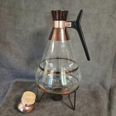 VTG Atomic Inland Glass Coffee Carafe Copper MCM 1958-With Warming Stand
