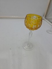 Bohemian Style Crystal Glass Goblets Handmade Wine Glass Yellow Color 7.6oz