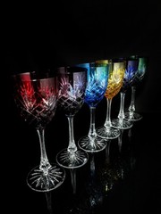 Faberge Odessa Colored Crystal Hock Glasses 8 7/8″ H