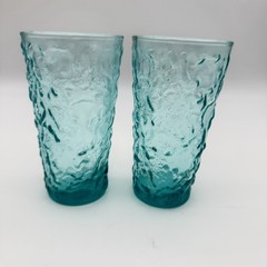 2 Anchor Hocking 5.5 » Milano Lido Glass Tumblers Aqua Blue Vintage