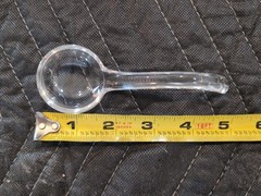 Vintage Cut Glass Mayonnaise Bowl w Ladle Etched Floral Design