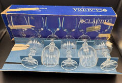 Vtg. Bohemia Crystal Claudia Prism Ball Stem Wine Glasses Set Of 5 – Elegant