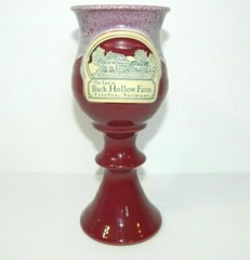 Deneen Pottery The Inn at Buck Hollow Farm Vermont 8″ Goblet wine Glass Maroon