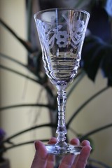 Set of 6 Libbey Rock Sharpe Formal Cut #3007 Stem Footed Water Wine Goblet