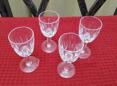 French Glass Aperitif Shot Liquor Stemware Glass 3 7/8″ Tall 2″ Wide Set of 4