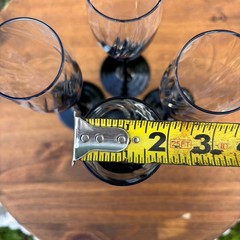 Vintage Cristal d’Arques (4) Champagne Flutes “Astra” Black Stem &Optic Swirl