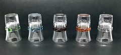 Set of 5 Salviati Murano Italy Crystal Bassorilievi Couture Shot Glasses Signed