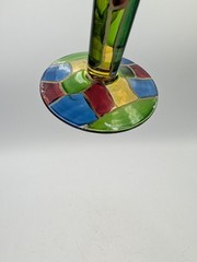 Pair Stimas Romanian Blown Glass 12” Flutes Wine Champagne Stained Glass
