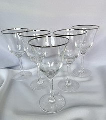 Lenox Maywood Lead Crystal Wine Glasses Platinum Trim Set Of 5