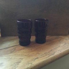 2 Anchor Hocking Royal Ruby Red Glass 3 3/4 Inch Rippled Juice Glass #1