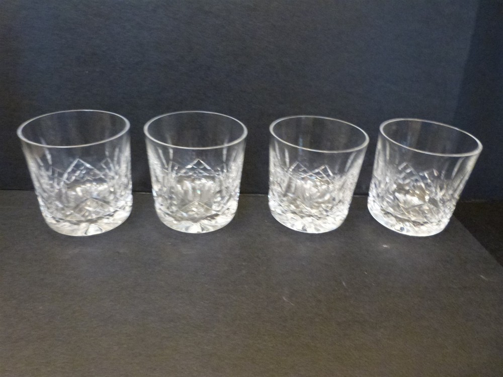 ~4 Waterford LISMORE Crystal ROCKS OLD FASHION Glass 3 1/4″ 8 oz. L1