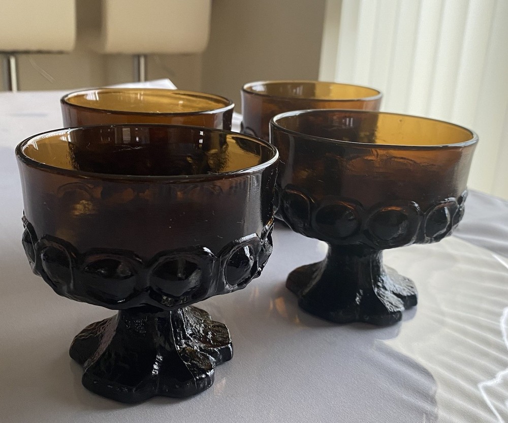 Franciscan Madeira Smoke Brown Set of 4 Champagne/Tall Sherbet 3.75″ Glassware
