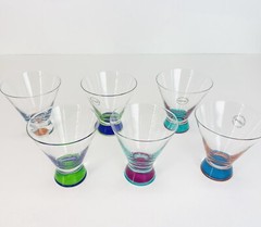 Dansk Spectra Party Cocktail Martini Cosmo Glasses Set Of 6 Clear Colorful MCM