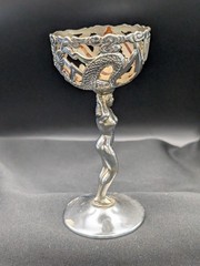 1 Vintage Art Deco Candle / paperweight Holder Chrome Nude Stem Risque 1950s