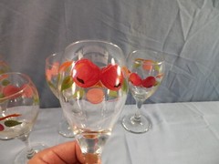 Set of 5 Franciscan Apple Pattern Water Goblets 7 3/8″ Tall