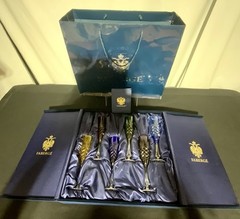 Faberge Odessa Colored Crystal Champagne Flutes NIB