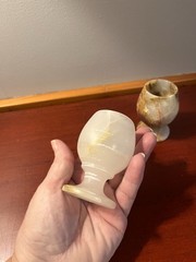 Pair Of Vintage Onyx Stone- 3 in. Goblets