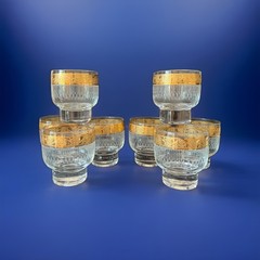 Vtg Culver Tyrol 22k Gold Footed Roly Poly Glasses Set of 8 Mid Century Barware