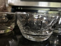 Libbey Vintage Black & Gold 1950’s “Horseless Carriage” Glasses and Bowls EUC