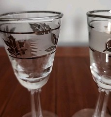 Libbey Cordial Glasses Silver Leaf Foliage – Set of 4 Vintage Grannycore MCM