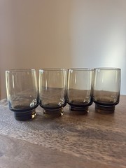 Vintage Libbey Tawny Accent Brown Set of 4 Tumblers Drinking Glasses Retro