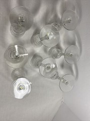 Vintage 8 pc Etched Block Cut Stemware Port Sherry Glasses 6-11/16” Tall