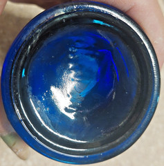 Antique Northwood Carnival Glass Tumbler Cobalt Blue Cherries