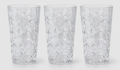 Set of 3 Highball Glass Tumbler Royal Crystal Rock Laurus Pattern 5 3/4 in 1980s