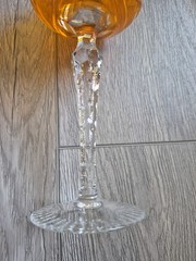 2 Nachtmann Traube Amber Cut To Clear Crystal Hock Wine Glasses 8″