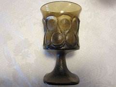 Vintage MCM Set 8 Noritake Glass footed goblets Spotlight brown 4 Oz. Japan 1970