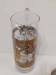 Vintage CERA GLASS 22-Karat Gold Cocktail Mixer & 6 Glasses, Martini Set Atlas