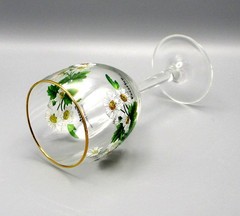 Royal Worcester WORCESTER HERBS Feverfew Wine Glass Botanical Florals Gold Trim